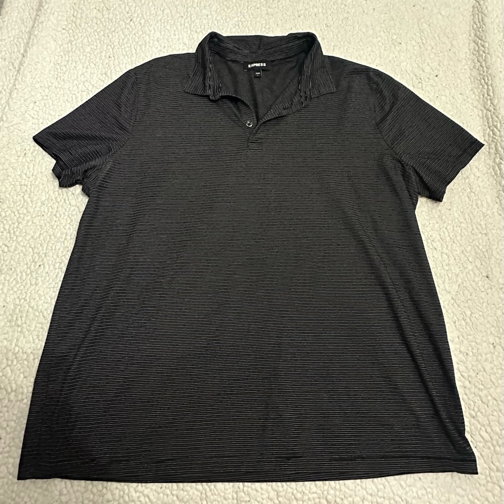XL Express Black Striped Polo